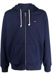 Levi's logo-patch zip-up hoodie - Blu