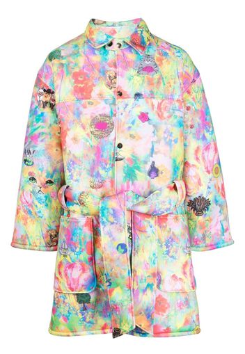 Liberal Youth Ministry floral-cat print trench coat - Multicolore