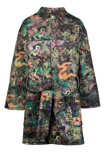 Liberal Youth Ministry graffiti-floral-print coat - Verde