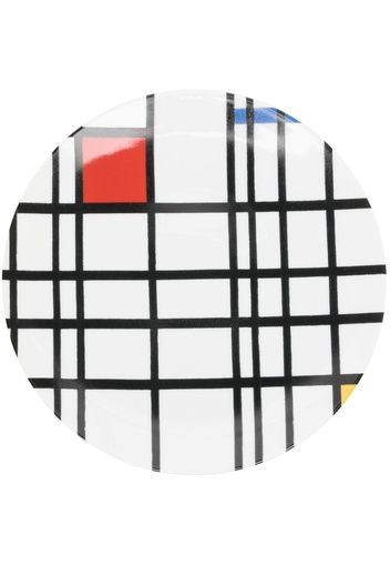 Ligne Blanche Mondrian Composition en Jaune, Bleu et Rouge plate - Bianco