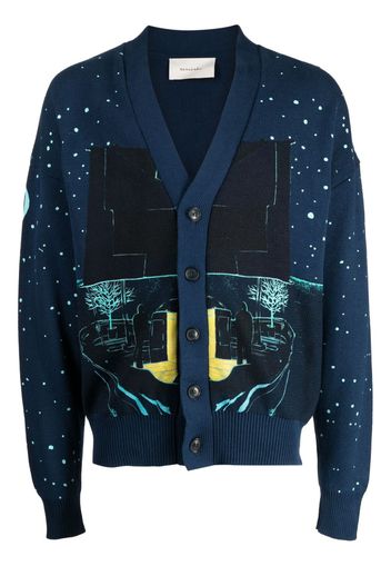 Limitato illustration-style pattern cotton cardigan - Blu