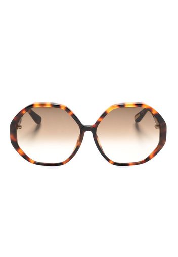Linda Farrow Paloma tortoiseshell-effect hexagonal-frame sunglasses - Marrone