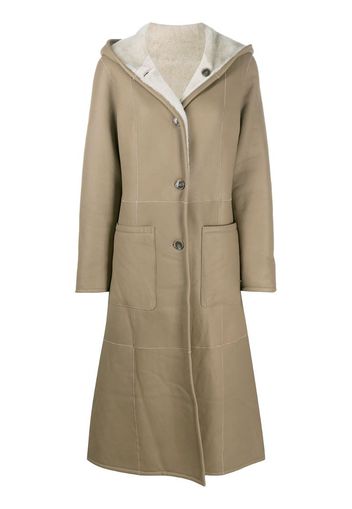 reversible hooded leather coat