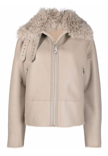 Liska shearling-trim sheepskin jacket - Toni neutri