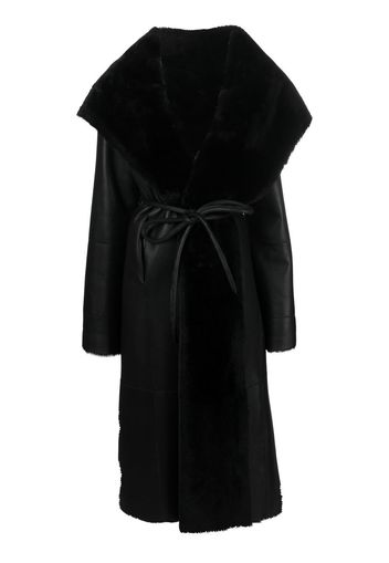 Liska tie-front sheepskin coat - Nero