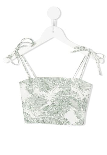 LITTLE BAMBAH palm-print linen cropped top - Verde