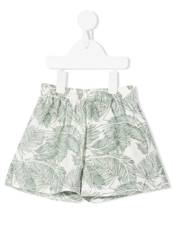 LITTLE BAMBAH palm-print linen shorts - Bianco