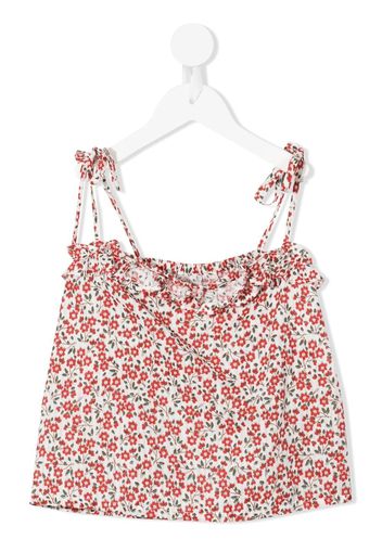 Little Bambah Top a fiori con ruches - Rosso