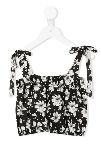 LITTLE BAMBAH floral-print ruffled vest - Nero