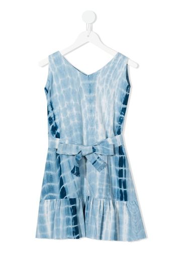 LITTLE BAMBAH tie-dye linen mini dress - Blu