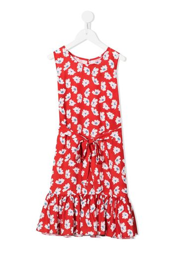 LITTLE BAMBAH daisy-print sleeveless midi dress - Rosso