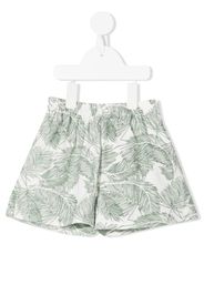 LITTLE BAMBAH palm-print linen shorts - Bianco