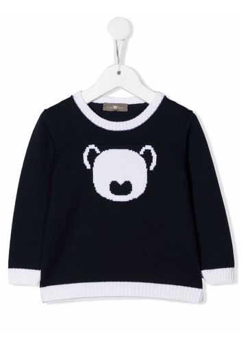 Little Bear embroidered crew-neck jumper - Blu