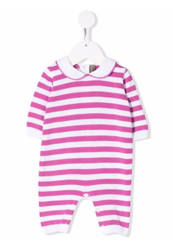 Little Bear knitted stripe-print romper - Rosa