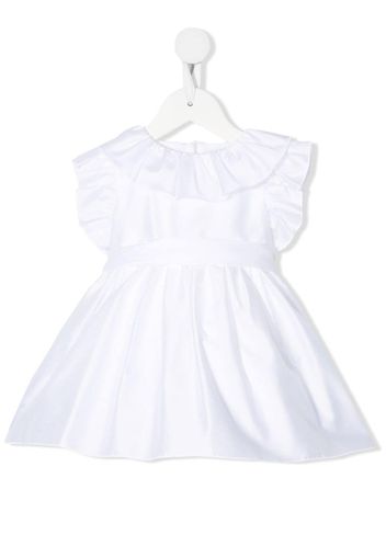 Little Bear ruffle-trim tie-fastening dress - Bianco