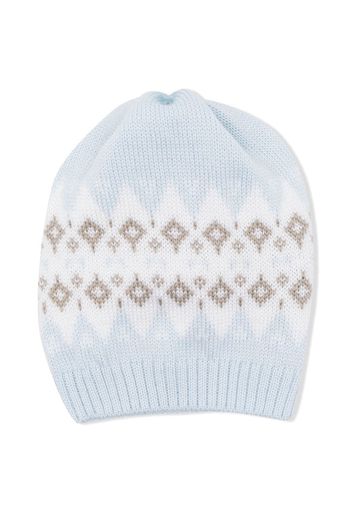 Little Bear patterned intarsia-knit hat - Blu