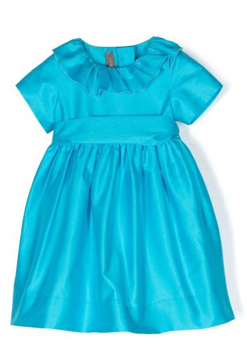 Little Bear frilled-collar short-sleeve dress - Blu