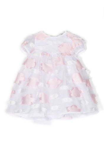 Little Bear floral-embroidered cotton dress - Bianco