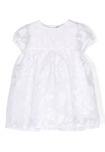 Little Bear floral-embroidered flared dress - Bianco