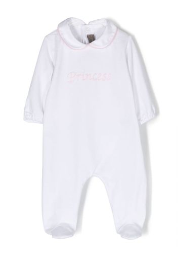 Little Bear embroidered-slogan full-length pajamas - Bianco