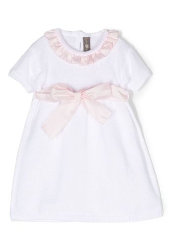 Little Bear ruffle-collar knitted cotton dress - Bianco