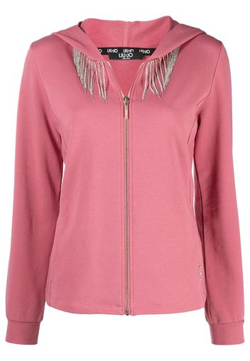 LIU JO crystal embellished chest hoodie - Rosa