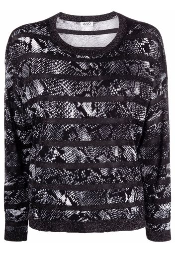 LIU JO snakeskin-print knitted top - Nero