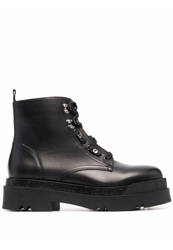 LIU JO calf leather lace-up boots - Nero