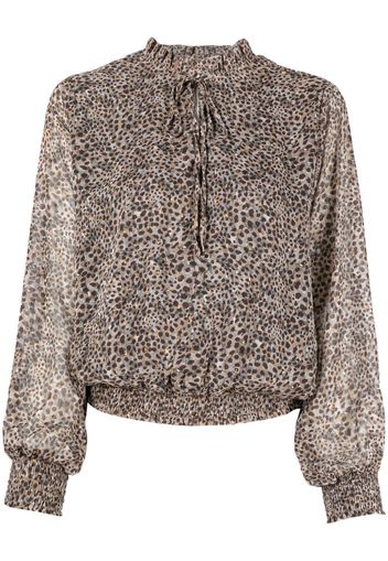 LIU JO animal-print sheer tie-front blouse - Marrone