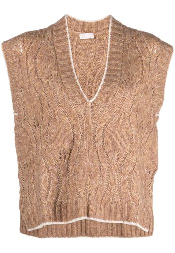 LIU JO cable-knit sleeveless jumper - Toni neutri