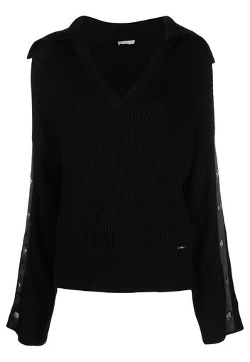 LIU JO stud-detail V-neck jumper - Nero