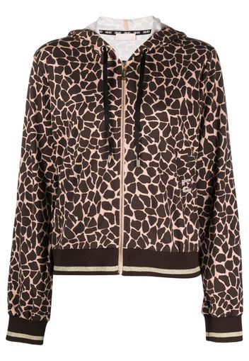 LIU JO giraffe-print zip-up hoodie - Marrone