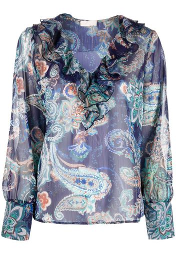 LIU JO sheer paisley top - Blu