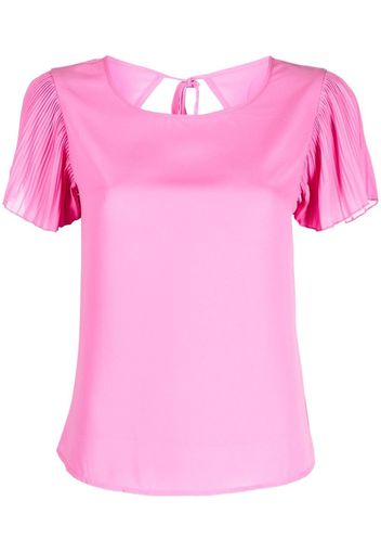 LIU JO plissé-detail short-sleeved blouse - Rosa