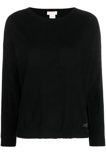 LIU JO gem-logo boat neck jumper - Nero