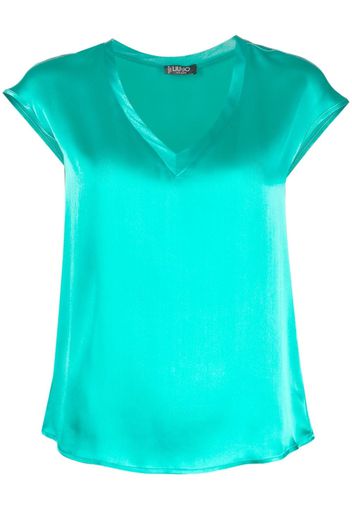 LIU JO cap-sleeve V-neck blouse - Verde