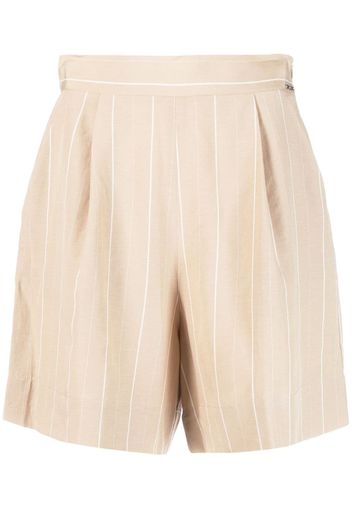 LIU JO Shorts sartoriali a righe con placca logo - Toni neutri