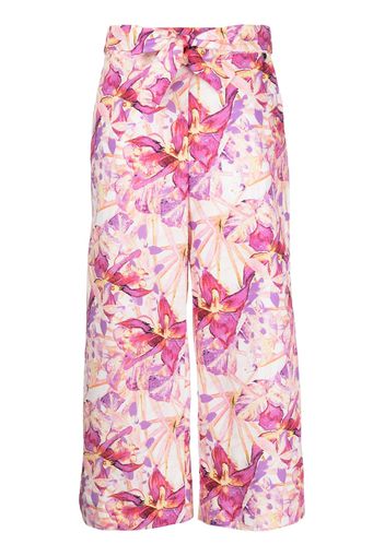 LIU JO floral-print cropped trousers - Viola