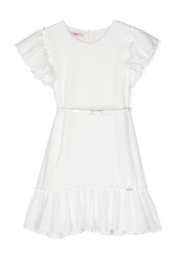 LIU JO ruffled flared short-sleeve dress - Bianco