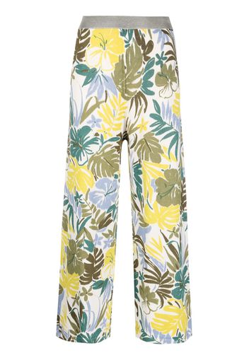 LIU JO floral-print knit cropped trousers - Verde