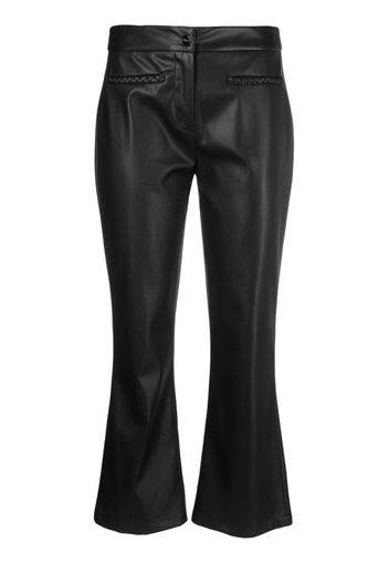 LIU JO faux-leather flared cropped trousers - Nero