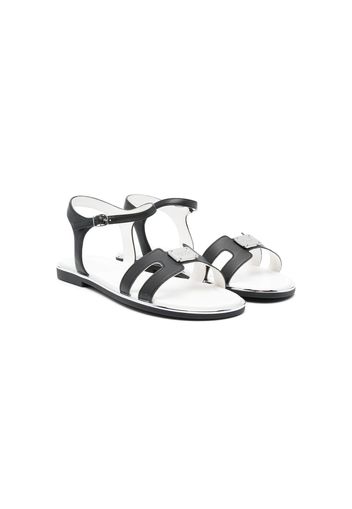 LIU JO logo-plaque round-toe sandals - Nero