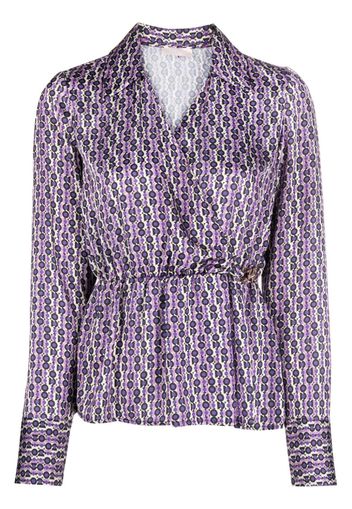 LIU JO geometric-pattern satin blouse - Viola