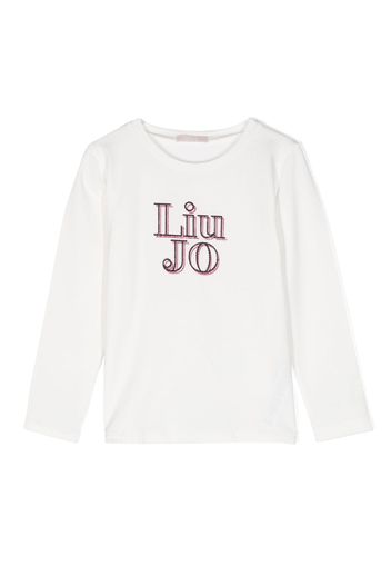 LIU JO logo-print rhinestone-embellished T-shirt - Bianco