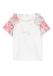 LIU JO logo-embroidered bandana-print T-shirt - Bianco