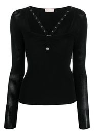 LIU JO sweetheart-neck knitted top - Nero