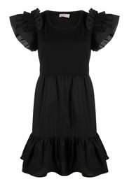 LIU JO ruffled short-sleeves dress - Nero