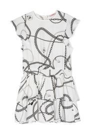 LIU JO chain-print ruffled dress - Bianco