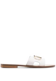 LIU JO logo-plaque leather flat sandals - Bianco