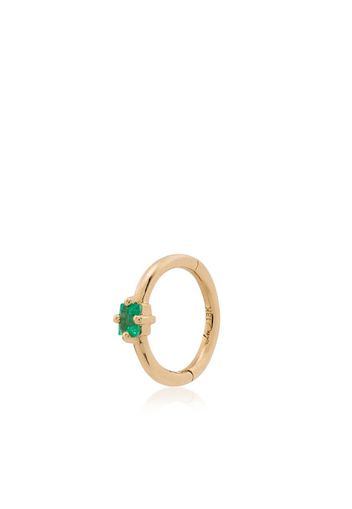 18K yellow gold emerald single hoop earring